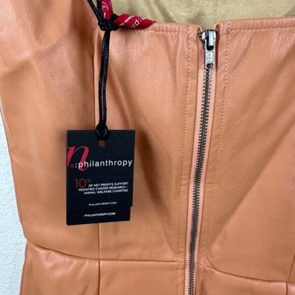N:Philanthropy Leather Mini Dress Nuevo Sleeveless Tank Dress | Camel | Size XS - Picture 10 of 10